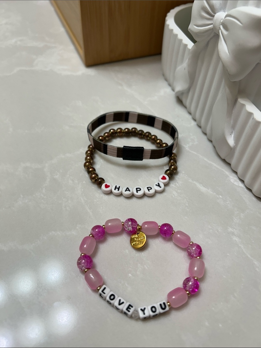 Little Words Project LOVE YOU Bracelet, Happy & Hair Tie Bracelet
